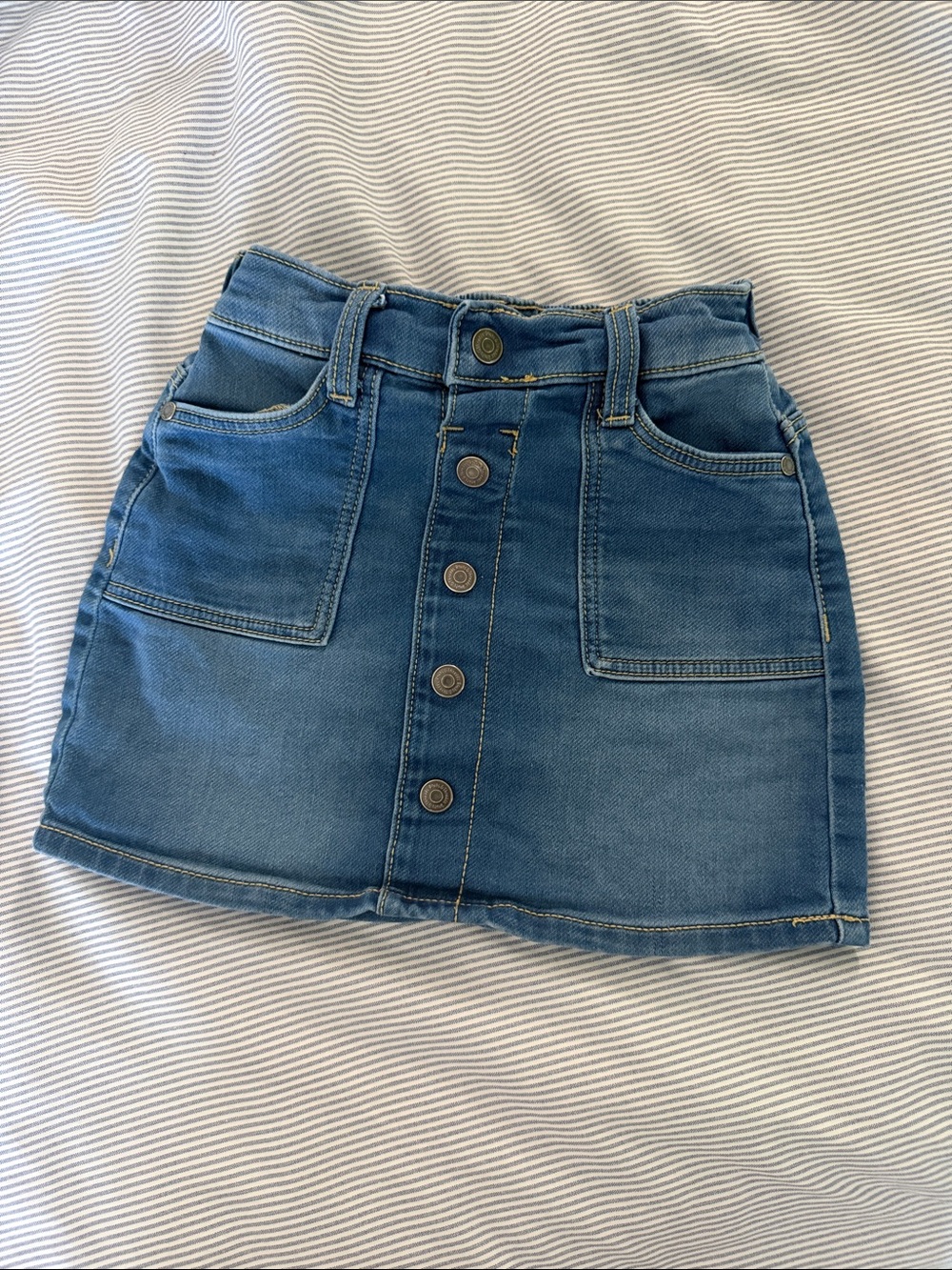 Girls' Blue Button-Front Denim Skirt with built in shorts